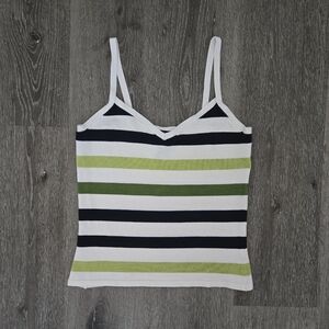 Vintage Y2K 2000s green striped knit blouse size small